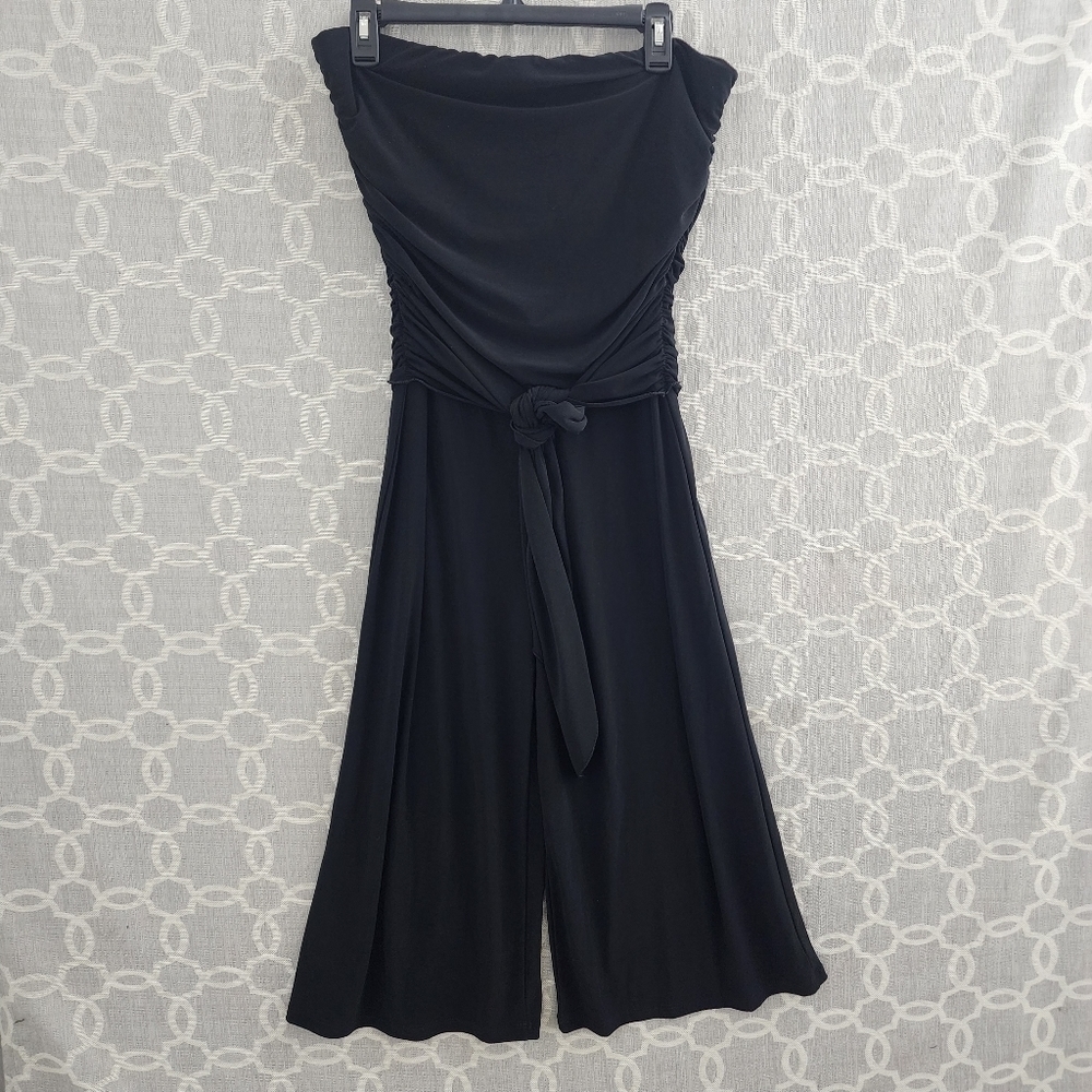 White House Black Market Black Strapless Jumpsuit Romper